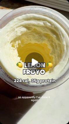 lemon froyo is in a plastic container on a table with the words lemon froyo below it