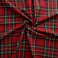 Flannel Yarn Dyed Plaid Fabric Royal Stewart Red, by the yard Yarn Aesthetic, Royal Stewart Tartan, Green With Blue, Fashion Shirts, Red Yarn, Tartan Fabric, Christmas Table Cloth, Red Tartan, Plaid Fabric