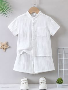 Baby Boy White Outfit, Kids Dress Boys, Baby Boy T Shirt, Boys Set, Casual Sets, Boys Clothing, White Casual, Boys Shirts