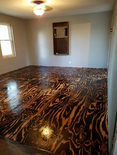 an empty room with wood floors in it