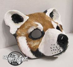 Red Panda Bear, mask, forest animal, small Bear mask, cute, Animal costume, animal totem, hand painted, masquerade mask, spirit mask Mask Forest, Panda Mask, Bear Safety, Wolf Dogs, Bear Mask