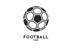 a soccer ball with the word football time on it in black and white stock photo