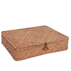 an empty wicker box on a white background