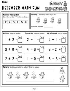 christmas math worksheet for kids