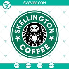 the starbucks logo is shown in green and white, with an image of jack skellinggt