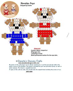 two teddy bears made out of different colored squares