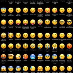 an image of many different emoticions on a black background