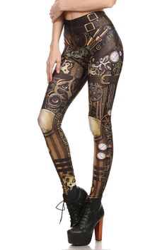 PRICES MAY VARY. ★【SMOOTH & COMFY】Soft and comfortable material makes workout steampunk leggings lightweight and breathable.Thanks to the breathability of the fabric,it’s perfect for day to day use.You stay completely comfy, relaxed and sweat-free.In line with the human body structure,giving you a slim and curvy look. ★【MULTI-CHOICE PATTERNS】Our steampunk leggings for women use 3D print,make the pattern special and beautiful.Great festive print legging for every occasion.Suitable for a Party,Clu Steampunk Leggings, Pinterest Tv, Steampunk Mode, Gothic Trousers, Steampunk Outfits, Comic Cosplay, Retro Leggings, Diy Steampunk, Moda Steampunk