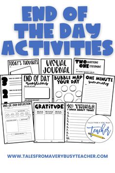 the end of the day activities for students to use in their homeschool classroom