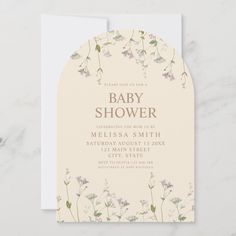 a baby shower card with flowers on it