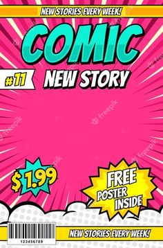 the front cover of comic new story magazine, with an image of a pink background