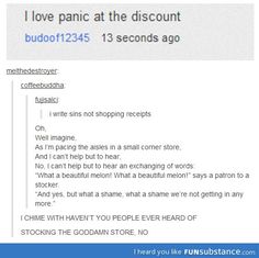 the text on the page says i love panic at the discount