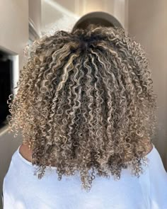 Cool Toned Curly Hair, Full Highlights Curly Hair, Ash Blonde Highlights Curly Hair, Curly Hair Highlights Blonde, Blonde Curly Highlights, Blonde Highlights Natural Hair, Curly Blonde Balayage