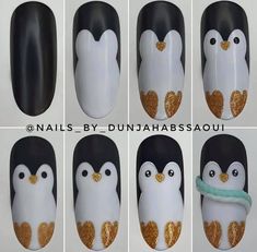 Nail Designs October, October Nails Fall, Chrome Nails Opi, Penguin Nail Art, Fall Season Nails, Nail Colors Fall, Penguin Nails, Season Nails