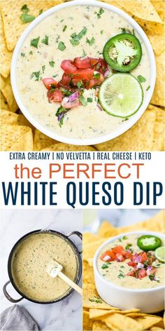 the perfect white quesadilla dip is made with only three ingredients, and it's ready to be eaten in less than 10 minutes