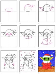 how to draw baby yoda from the child's star wars movie step by step