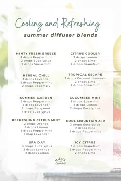 for more essential oil education, go to scienceofessentials.com Diy Perfumes, Young Living Essential Oil Diffuser, Summer Diffuser Blends, Summer Essential Oils, Eo Blends, Doterra Blends, Best Essential Oil Diffuser, Diffuser Oils