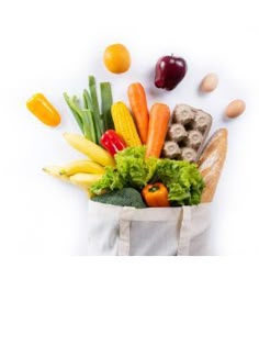 a bag full of fresh fruits and vegetables