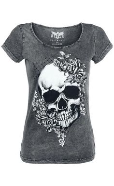 Skull & Roses T-Shirt by Black Premium ~ EMP Skull Shirts For Women, Skull Outfits, Skull Clothes, Versace Logo, Emo Outfits, Rock Metal, Cooler Look