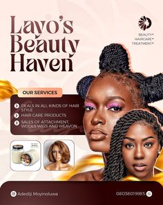 an ad for lavo's beauty haven featuring two women with braids on their hair