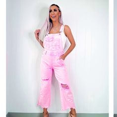 Bought These & Forgot To Return Them In Time But They’re Sooo Cute, Just Don’t Fit :/ Experience The Ultimate Comfort And Style With Our Acid Dream Cropped Overalls In Pink. These Overalls Are Designed To Be Cropped For A Trendy And Unique Look. Perfect For Any Casual Outing, You'll Love How Effortlessly These Overalls Elevate Your Outfits. Stay Fashionable And Comfortable With Acid Dream Cropped Overalls! True To Size With Stretch 92% Cotton, 6% Polyester, 2% Spandex Small Bust 26", Inseam 23.5 Spring High-rise Utility Overalls, Spring Utility Overall Jeans, Pink Denim, Cell Phone Holster, Walker Boots, Denim Overalls, Fit N Flare Dress, Rain And Snow Boots, Boot Sandals