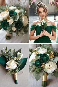 wedding bouquets with green and white flowers