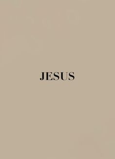 the word jesus written in black on a beige background