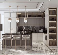 Spacious kitchen Design Ideas Kitchen Neoclassic Interior Design, Neoclassical Kitchen, Architecture Cottage, Wet Kitchen, Modern Luxury Kitchen Design, Kitchen Interiors, Modular Kitchen Design