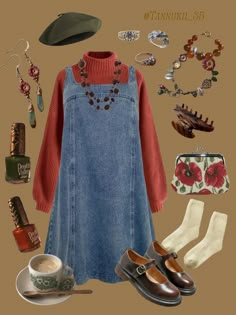 September Clothing Outfits, Homesteading Aesthetic Outfit, Vintage Thanksgiving Outfit, Tweecore Outfits, Cute Grandma Outfits, Grandma Style Aesthetic, Twee Outfit Aesthetic, Winnie The Pooh Inspired Outfits, Casual Breakfast Outfit