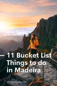 A Pinterest graphic with a picture of Renee from Renee Roaming hiking Pico do Arieiro in Madeira, Portugal with text overlay that says, 11 Bucket List Things to do in Madeira. Granola Hippie Aesthetic, Maderia Portugal, Portugal Outfits, Summer Granola, Portugal Roadtrip, Portugal Aesthetic, Granola Style, Travel Portugal, Portugal Vacation