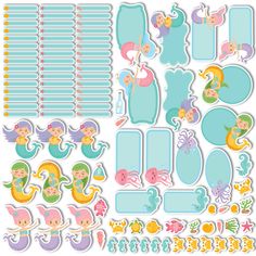 the mermaid stickers and decals are shown