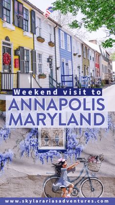 the cover of weekend visit to annapolis maryland, featuring a woman on a bicycle