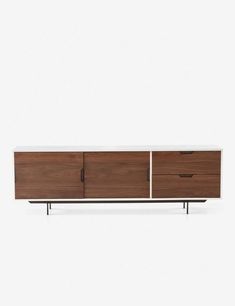 the sideboard is made from wood and metal