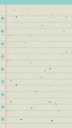 the writing paper is lined up with different colored dots