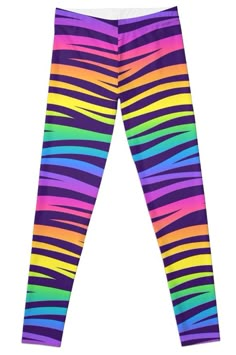 Super stretchy and durable polyester full-length leggings. Vibrant high-quality sublimation print across the front and back. Size range XXS-XL. Rainbowcore Fashion, Rainbow Tiger, Rainbow Leggings, Rainbow Outfit, Neon Fashion, Tiger Design, Scene Emo, Rocker Style, Rainbow Dress