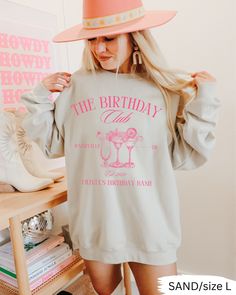 Choose your sweatshirt color and size and be sure to enter the following details in the personalization box: 1. Location (City, State) 2. Year 3. Bottom Text/Birthday Girl Name 4. Text Color (white, black or any of the sweatshirt colors) Example: 1. Nashville, TN 2. 2024 3. Olivia's Birthday Bash 4. heliconia text ♥ Unisex sizing - True to Size (review the size chart in listing photos before ordering) ♥ Gildan 18000 - Made with 50% polyester and 50% cotton COLOR VIBRANCY DISCLAIMER I use direct Birthday Merch Ideas, Nashville Birthday, Gift For Birthday Girl, Club Birthday, Club Luxury, Birthday Cake Decorating Ideas, Sweatshirt Colors, Deer Shirt, Birthday Sweatshirt