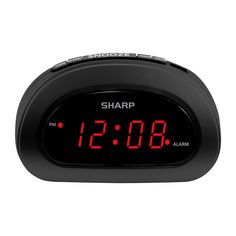 an alarm clock with red numbers on the front and back sides is shown in silver