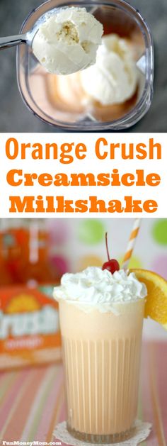 orange crush creamsice milkshake with whipped cream and an orange slice