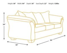 the measurements for a couch and loveseat