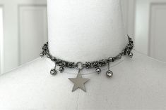 Made of Stainless steel ! Trendy Silver Body Jewelry With Adjustable Chain, Silver Dangle Chain Choker, Handmade Trendy Metal Jewelry, Silver Gothic Body Jewelry, Edgy Silver Necklace With Adjustable Chain, Edgy Silver Metal Body Jewelry, Gothic Silver Metal Body Jewelry, Edgy Stainless Steel Choker Necklace, Silver Gothic Metal Body Jewelry