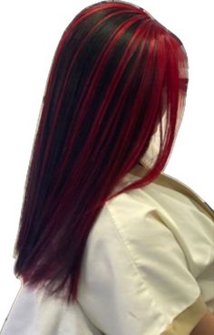 Red Hair Streaks, Black Hair With Red Highlights, Black And Red Hair, Red Bob Hair, Black Red Hair, Hair Color Underneath, Red Hair Inspo, Cherry Hair, Vibrant Hair