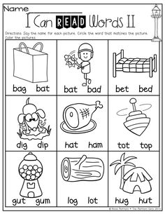 an i can read worksheet with pictures and words to help students learn how to read