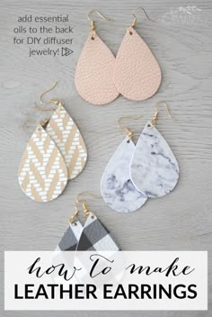 how to make leather earrings with text overlay