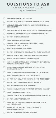 a checklist with the words questions to ask on your hospital tour written in it