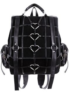 HEAVY HEART BAG - Gothic Black Satchel Material: PVCu Faux Leather Colour: Black Theme: Gothic, Steampunk, Occult Fashion Features: Backpack is decorated with 18 metal hearts. The backpack is secured by a zip The inside has a zip pocket and a smaller open pocket SIZE: Height - 32cm Width - 32cm Bottom Width - 14cm Strap Length 50 - 80cm Immediate dispatch on the item Goth Backpack, Gothic Backpacks, Heart Backpack, Work Travel Bag, Gothic Bag, Square Backpack, Denim Backpack, Style Gothic