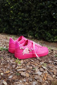 Embroidered Blossom Flower Patch Custom Hot Pink Air Force 1 – solecraftstudio Custom Af1, Custom Air Force 1