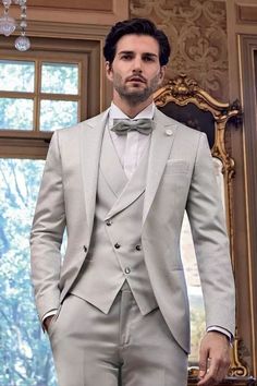 "This is a premium Three Piece Suit by Groom Wear Studio crafted from high quality fabric and imported materials. Our products are handcrafted by experienced tailors who make sure the that the stitching is precise, lining is proper and the overall product is sturdy enough to not go out of shape for more than a few years. Also all our products have extra margins in their length, sleeves, sides so it's easily alterable if your size changes after some time. To see more available colours and designs Grey Suit Men, Groom Wedding Attire, Man Outfit, Dinner Suit, Dress Men, Wedding Suits Groom, Suits Men, Groom Tuxedo, Dress Suits For Men