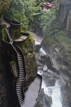 stairs lead down to the river below