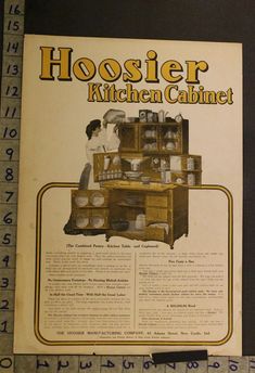 an old advertisement for hoosier kitchen cabinet