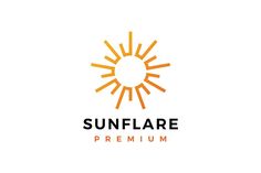 the sunflare logo is shown in orange and black, with an orange circle above it